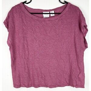 Rachel Zoe Dusty Rose Boxy Oversized Lagenlook 100% Linen Shirt Blouse, Large